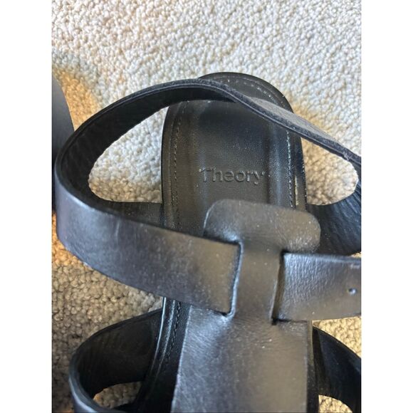 Theory Fisherman black leather sandals Sz 37/6.5 $295 - Picture 5 of 7